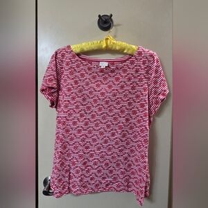 Anthropologie Crimson and White Short Sleeve Tee
